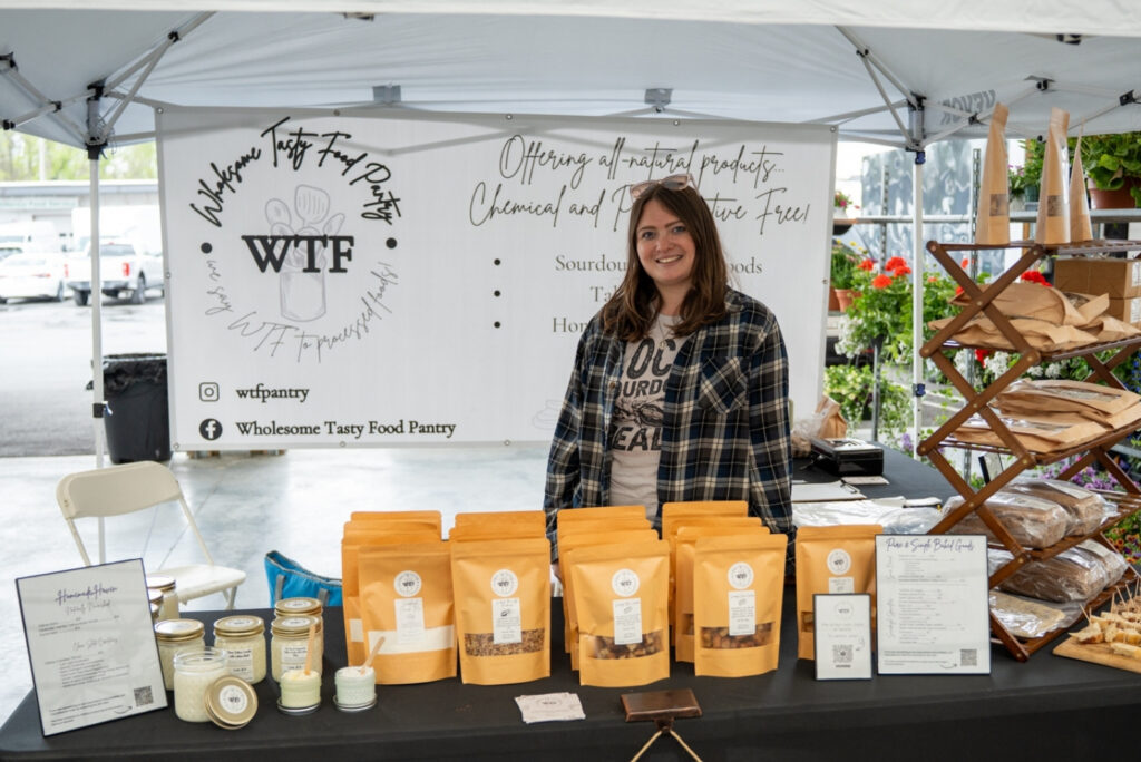Wholesome Tasty Food Pantry, vendor at the Saturday Farmers Market in Menands, is set up in the Menands Market Pavilion on the campus of the Capital District Regional Market